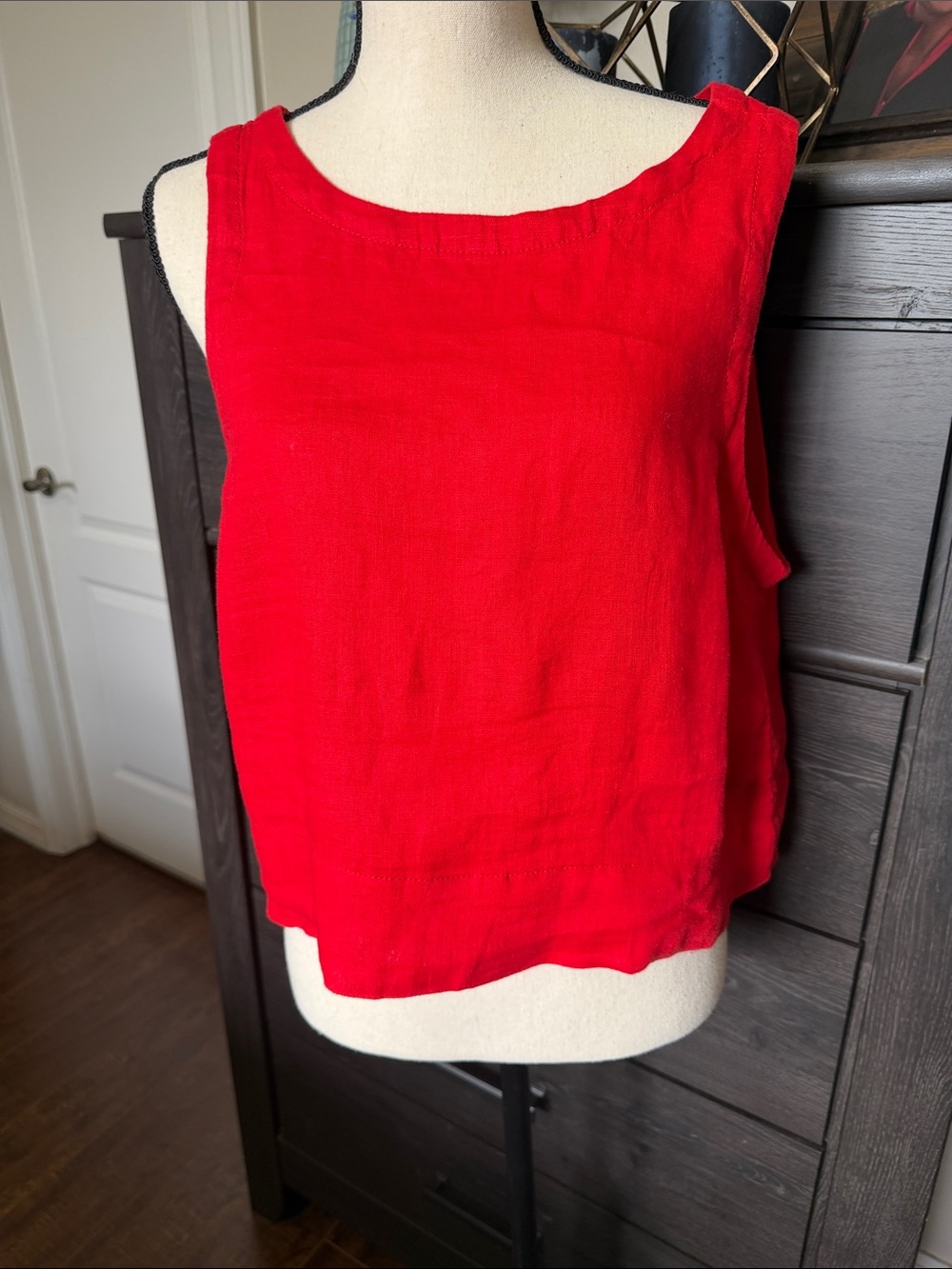 C&C California Bright Red Linen Blend Tank Top